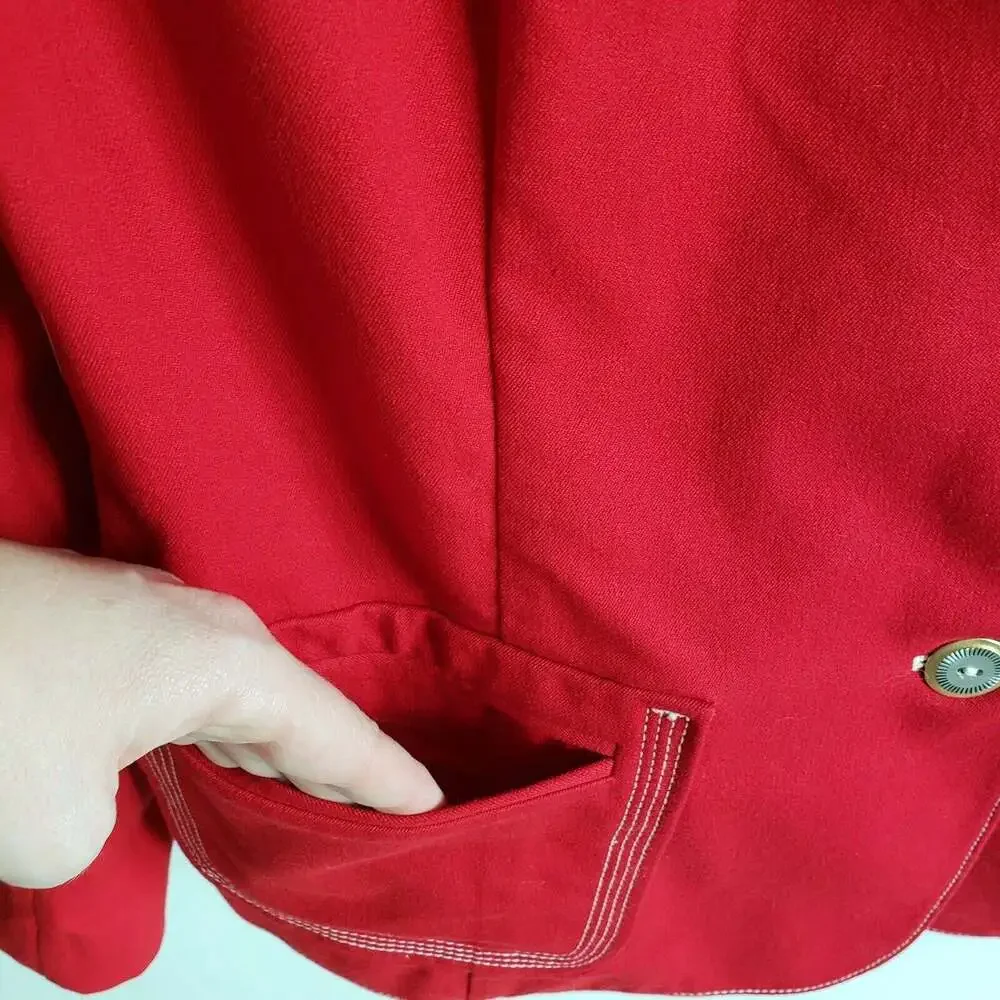 St. John Sport Women’s Matador Red Embroidered Piping Button Blazer